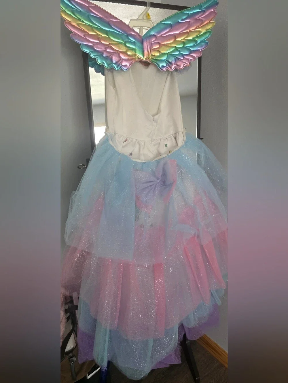 Mia Bella Girls Unicorn Tulle Costume Dress in White and Pastel